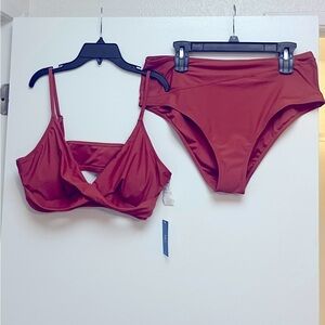 CUPSHE Burnt Orange High Waisted Bathing Suit